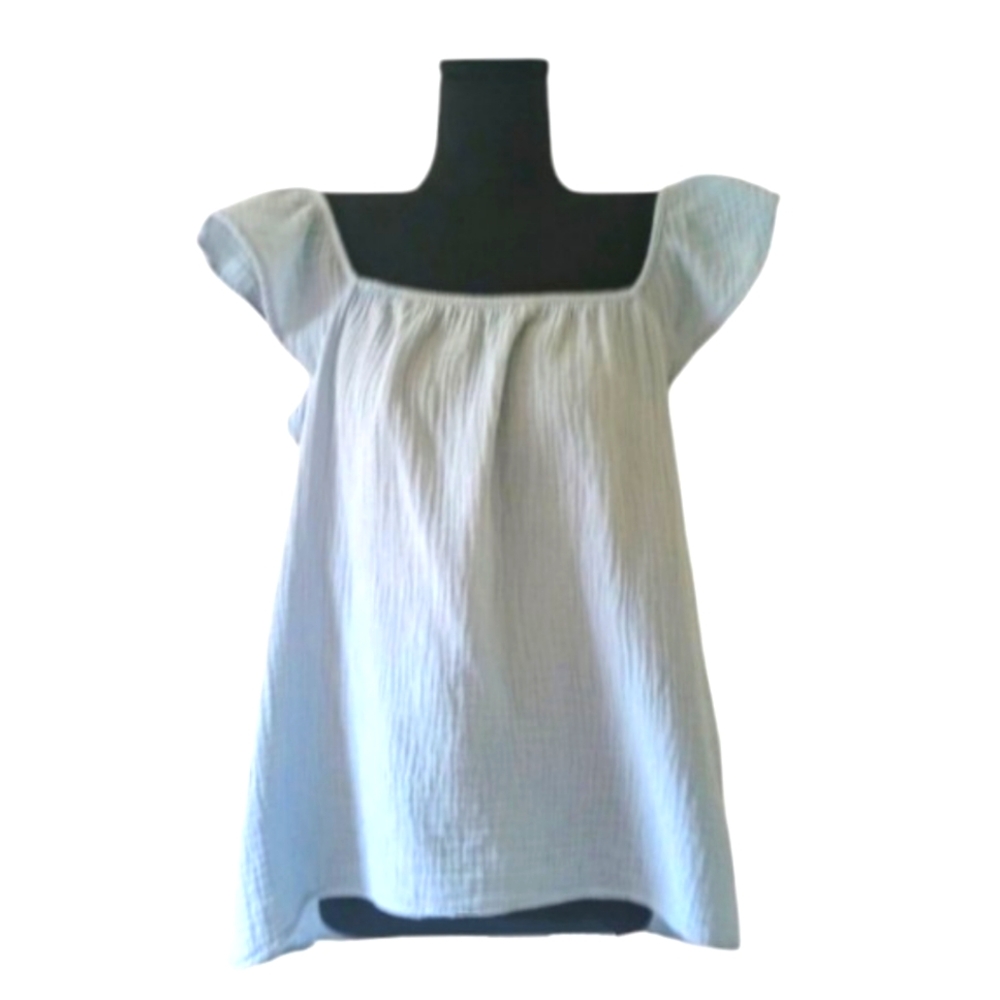 5/$25 2HEARTS Light Blue Flutter Sleeve Top